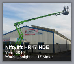 Niftylift HR17 NDE  Year: 	2010 Workingheight: 	17 Meter