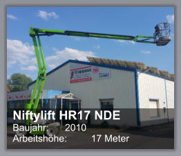 Niftylift HR17 NDE  Baujahr: 	2010 Arbeitshhe: 	17 Meter
