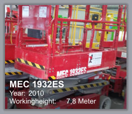 MEC 1932ES Year: 	2010 Workingheight: 	7,8 Meter