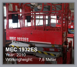 MEC 1932ES Year: 	2010 Workingheight: 	7,8 Meter